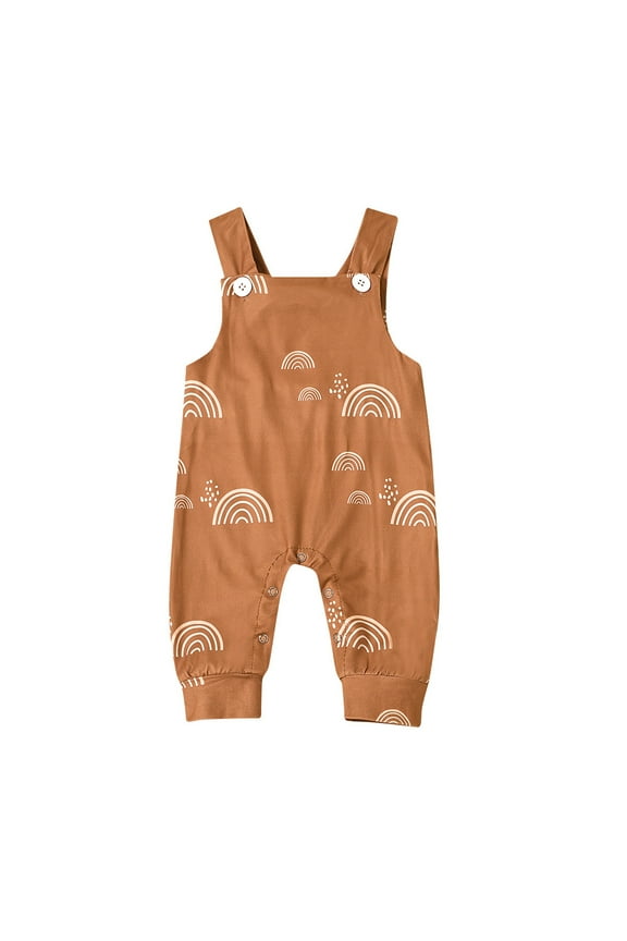 Kid Suits for Boys Baby 3-6 Month Onesies Boys and Girls Sleeveless Rainbow Print Jumpsuit Straps Pants, Colorful Outfit One Year Old Girl Birthday Gifts
