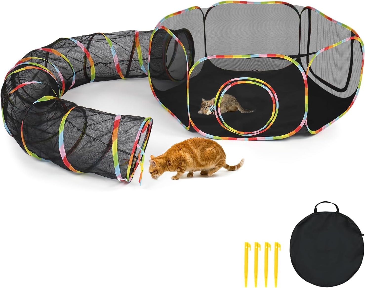 THJTDH Cat Tunnel - Collapsible Indoor/Outdoor Kitten Tent for Small ...