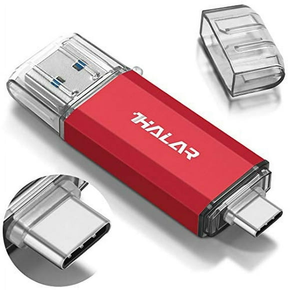 THKAILAR USB-C Flash Drive 64GB 128GB 256GB 512GB 1TB 2 in one OTG USB 3.0 Thumb Drive, Red