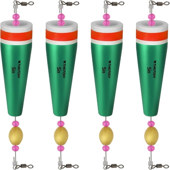 THKFISH 3/4/5Inch-4Pcs Fishing Float, Popping Cork Trout, Float Rig Weighted, for Fishing Saltwater,Green