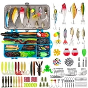 THKFISH 3 Layers Tackle Box with Tackle Included, 413Pcs Fishing lures Accessories and tools Kit Contains Crankbait, Hooks, Weights Sinkers Bass Fishing Pliers 