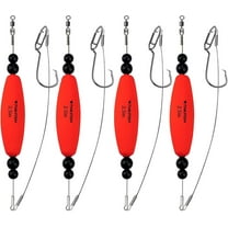 THKFISH Catfish Float Rigs,Catfish Rattling Line Float for Santee Rig,Catfish Tackle Rattling Cork EVA Foam Peg Floats Bait Rigs, Bobbers with Double Hooks 4PCS 2.5in 3in