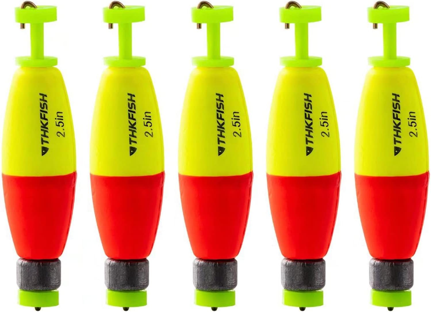 THKFISH Fishing Bobbers 5PCS EVA Foam Round Floats Red/Green Snap-On ...