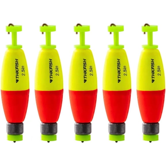 THKFISH Fishing Bobbers 5PCS EVA Foam Round Floats Red/Green Snap-On Spring Fishing Buoy Accessories for Freshwater Saltwater