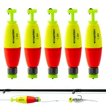 THKFISH Fishing Bobbers,EVA Foam Floats Weighted for Fishing Floats for Crappie Red/Yellow Snap-On Spring Fishing Buoy 5PCS
