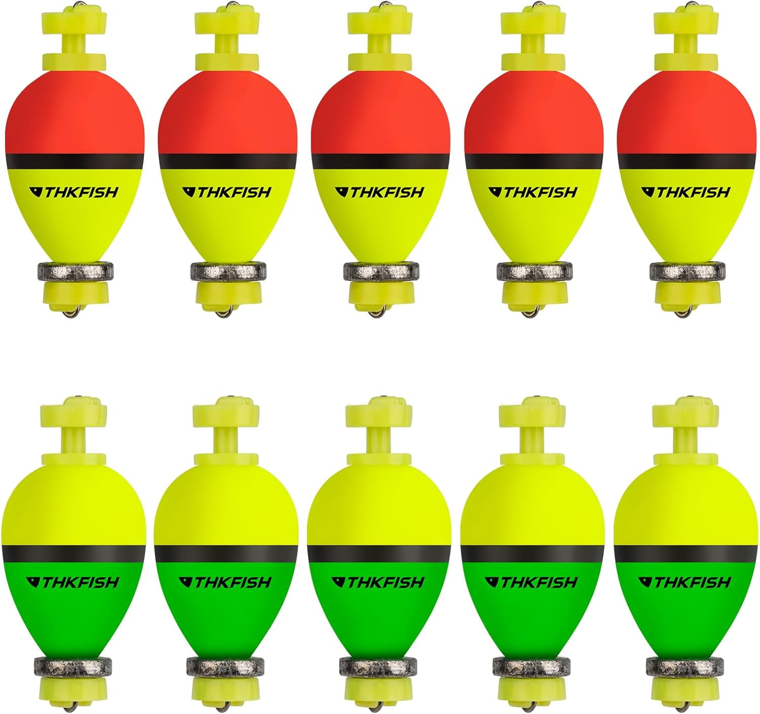 THKFISH Fishing Bobbers Floats,10 Packs Weighted Bobbers, Foam Oval ...