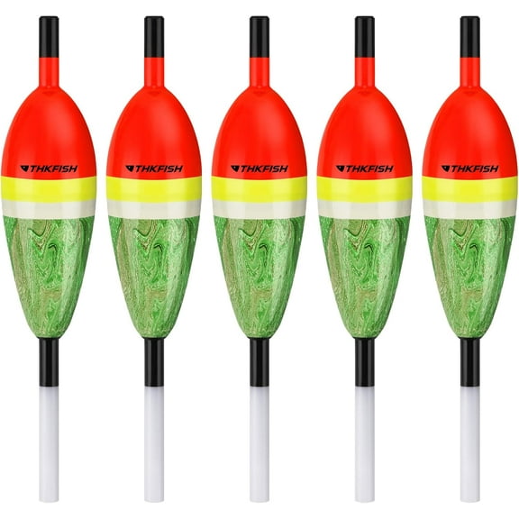 THKFISH Fishing Floats Balsa Wood Slip Bobbers, Fishing Bobbers Stick Slip Bobber for Fishing Crappie Bluegill Trout Bass Panfish Catfish Walleye 5PCS