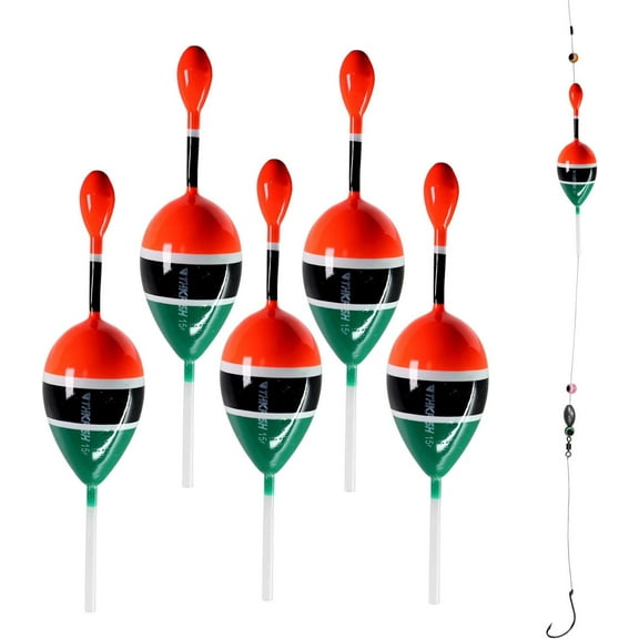 THKFISH Fishing Floats Bobbers Slide Floats Balsa Fishing Bobber Slip Bobbers for Crappie Panfish Trout Bass (1/2oz 2"x5.28") (1/6 1.6"x4.8") 5Pcs