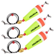 THKFISH Fishing Floats and Bobbers for Fishing, Popping Cork Float Rig Weighted Popping Floats, Saltwater Rattle, Yellow Wire, 3-4 Pieces