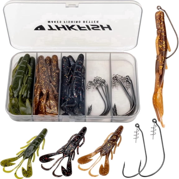 THKFISH Fishing Hooks Twist-Lock Hooks weedless Weighted Hooks Swimbait Hooks for Soft Plastics Weighted Hooks Saltwater Freshwater 19PCS 25PCS 30PCS 60PCS