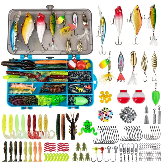 THKFISH Fishing Lures Kit, Bass Fishing Gear Kit for Freshwater Tackle Box with Tackle Included Topwater Baits, Swimbaits, Frog, Fsihing Bait Accessories Gift for Men