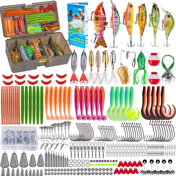 THKFISH Fishing Lures Kit, Bass Fishing Gear Kit for Freshwater Tackle Box with Tackle Included Topwater Baits, Swimbaits, Frog, Fsihing Bait Accessories Gift for Men