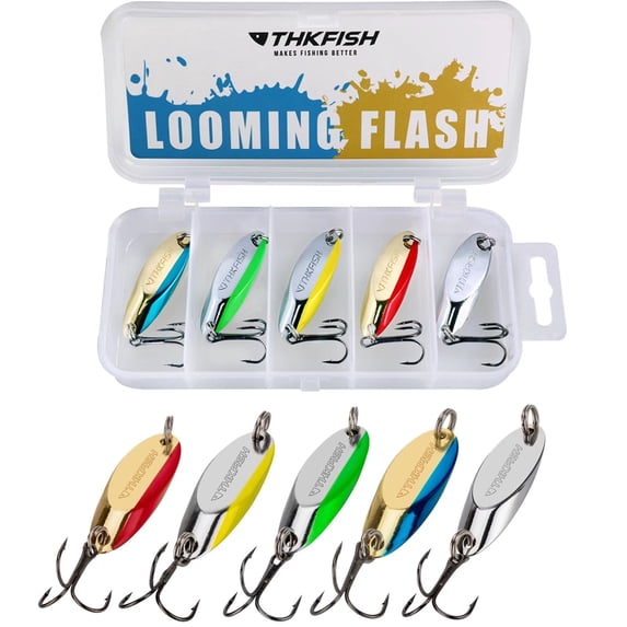 THKFISH Fishing Lures Trout Lures Fishing Spoons Lures for Trout Pike Bass Crappie Walleye Color B 1/5oz 5pcs