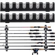 THKFISH Fishing Rod Rack Fishing Rod Holders Wall Mount Vertical/Horizontal Fishing Pole Holders for Garage Room, Boats Store 6/8 Fishing Rod Combos,1pair
