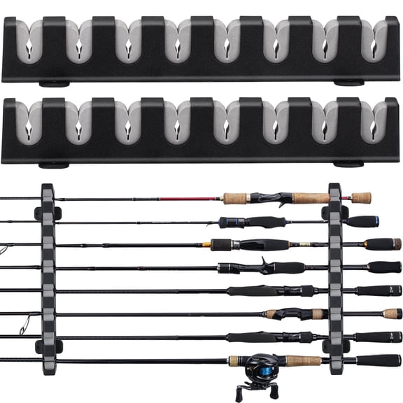 THKFISH Fishing Rod Rack Fishing Rod Holders Wall Mount Vertical/Horizontal Fishing Pole Holders for Garage Room, Boats Store 6/8 Fishing Rod Combos,1pair