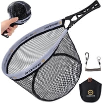 THKFISH Fly Fishing Landing Net, Foldable Landing Trout Net with ABS Handle,Rubber Coated Mesh Trout Net with Tackle Bag for Trout Bass Catch and Release, Portable Fly Fishing Gear,M/L