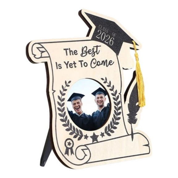 THLKIF 2026 Graduation Season Wooden Photo Frame Ornament,Wooden Inspirational Graduation Picture Frame Class of 2026 Shadow Box Graduate Gift for Friend Party Decoration