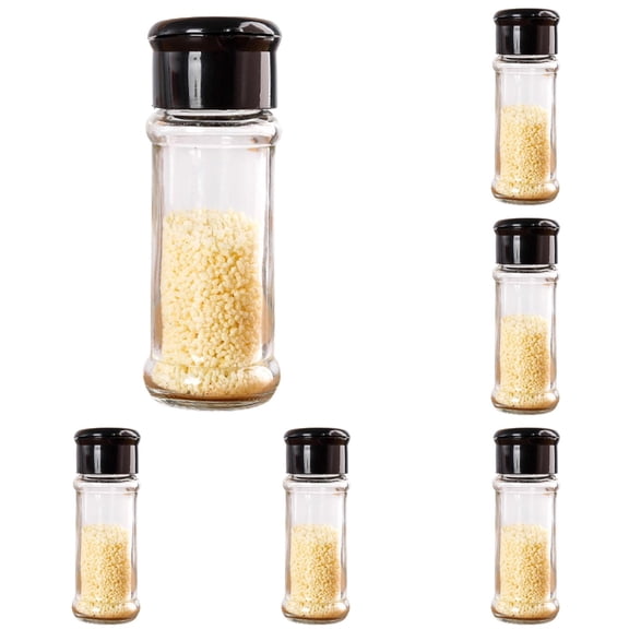 THLKIF 3.3 Oz Plastic Spice Jars with Shaker Lids, Airtight Seasoning Containers for Herbs, Powder, Pepper, Salt, Kitchen Pantry Storage Bottles (Black, 6PCS)
