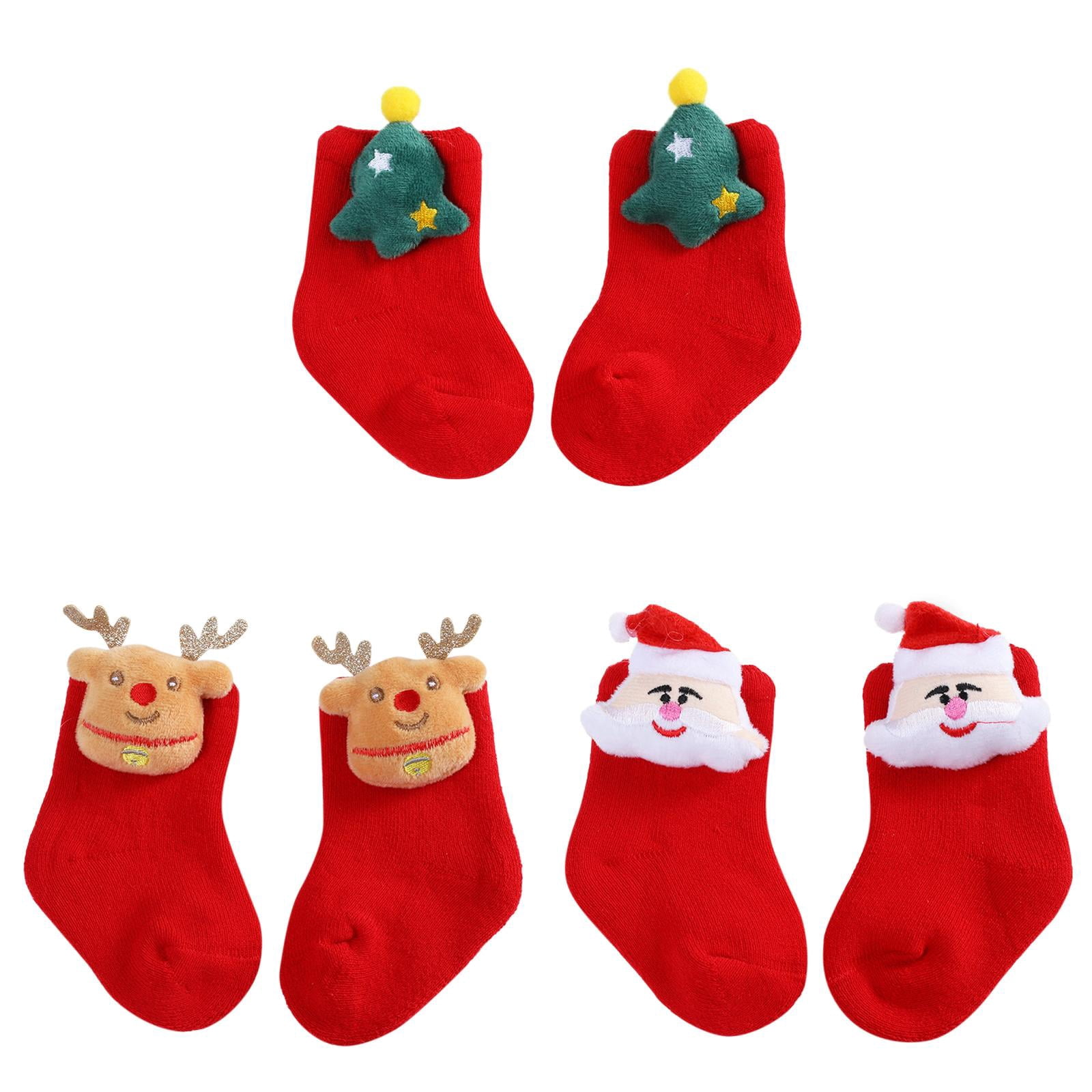 THLKIF 3 Pairs Christmas Baby Socks Toddlers Boys Girls 3D Cartoon ...
