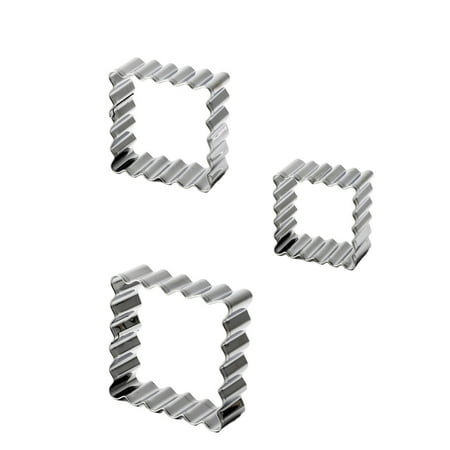 THLKIF 3-Piece Rectangle Scalloped Edge Cookie Cutter Set, 0.8 Inch Fluted Edge Stainless Steel Cutters for Geometric Frame Plaque Cookies and Fondant Moulds