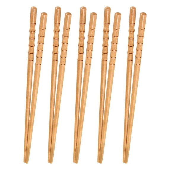 THLKIF 5 Pairs Wooden Chopsticks, 9.84 Inch Reusable Natural Style for Asian Dining, Japanese Noodles, Dishwasher Safe with Non-Slip Grip, Classic Design