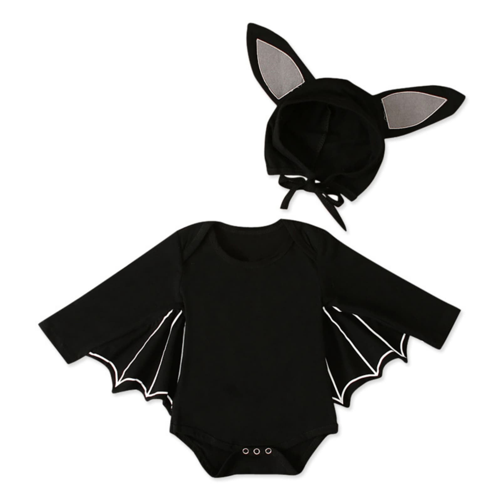 THLKIF Baby Bat Outfit Set 2Pcs Long Sleeve Bodysuit with Wings Ear Hat ...