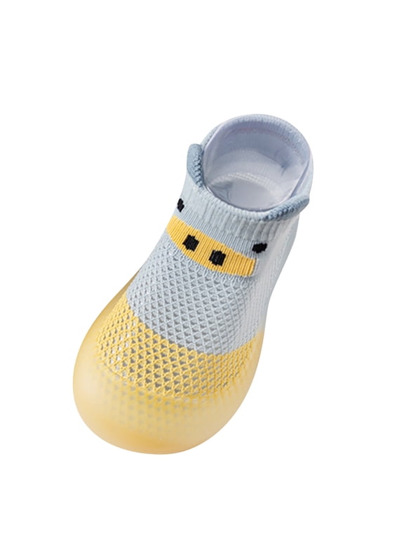 Baby Socks Toddler Kids Boys Girls Soft Sole Rubber Shoes Slipper Anklet Summer Breathable Grey 5-8 Months