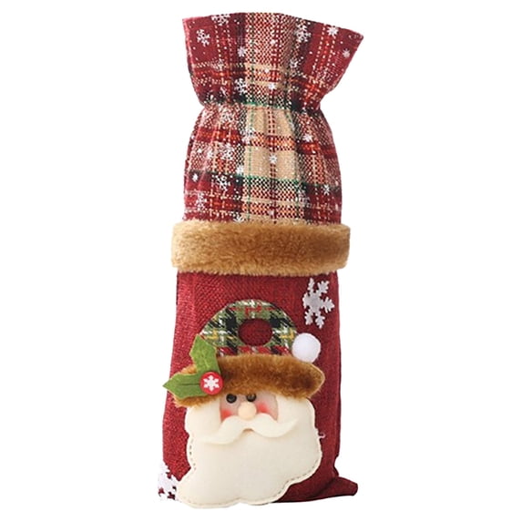 THLKIF Burlap Christmas Wine Bottle Bags - Santa, Reindeer, Snowman Designs - Reusable Wine Bottle Covers for Xmas, Wedding, Birthday & Holiday Parties