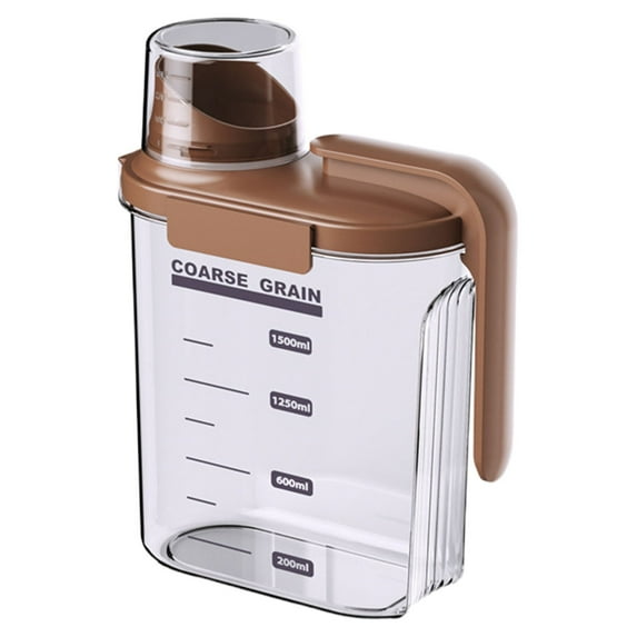 THLKIF Cereal Containers Storage, 1.5L Airtight Large Dry Food Storage Containers with Pouring Spout Measuring Cup for Snacks Grain Rice, Dispenser Plastic Bin