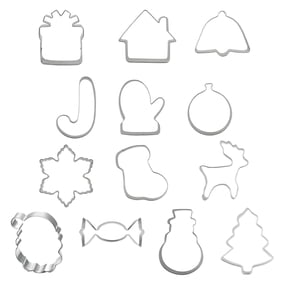 THLKIF Christmas Cookie Cutters Set, 14PCS Mini Christmas Cookie Cutters Stainless Steel Tree Snowflake Candy Cane Santa Snowman Reindeer and More