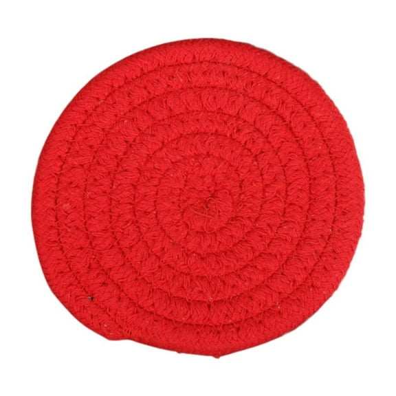 THLKIF Circular Woven Cotton Pot Mat - Thickened Kitchen Table Insulation Pad, Heatproof Trivet for Hot Dishes & Soup Bowls, Handmade Tableware Accessory (4.33'')