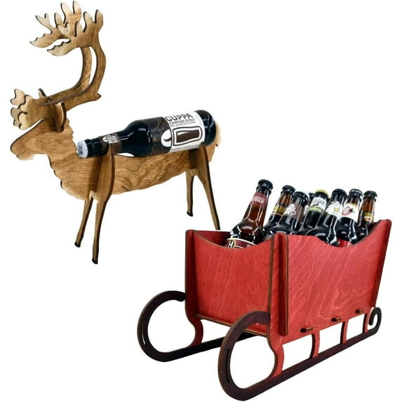 THLKIF Countertop Wine Rack, Reindeer Design Polyresin Bottle Holder, Tabletop Decor for Christmas and Holiday Home Decor, Festive Animal-Themed Display