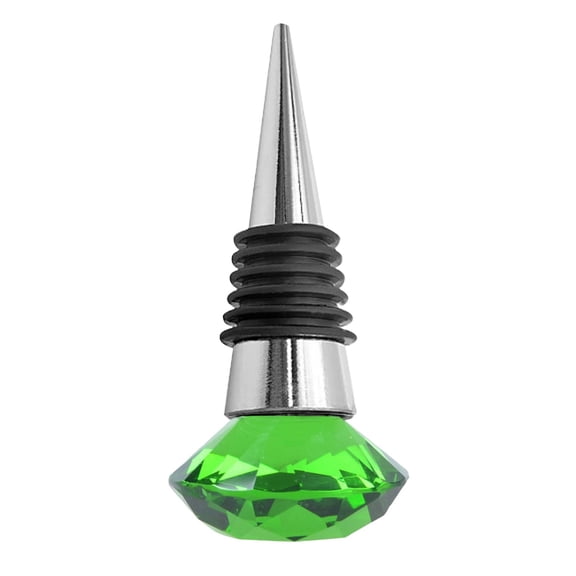 THLKIF Crystal Gem Wine Stopper with Silicone Seal Metal Bottle Sealer for Red Wine Beer and Beverages Elegant Green Crystal Plug for Parties Weddings Banquets and Events