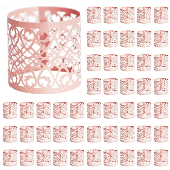 THLKIF Disposable Adhesive Napkin Rings, Cut Foil Paper Bands, Decorative Wrappers for Wedding Party Holiday Dinner Table Setting and Event Decoration