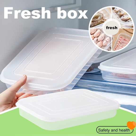 THLKIF Fridge Storage Boxes, Transparent Refrigerator Organizer with Removable Drain Tray, Keeps Fruits, Vegetables, Meat, Fish Fresh Longer, Fresh-Keeping Box for Fridge