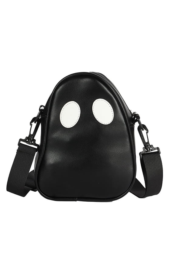 Halloween Purse Novelty Ghost Purse, PU Leather Funny Ghost Bag, Splicing Color-blocking Cute Ghost Messenger Bag，Adjustable Mobile Phone Bag for Woman