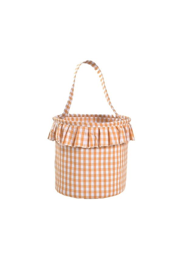 Halloween Trick or Treat Candy Bags,Black In White FarmhouseTartan Lattice Reusable Bucket Foldable Candy Tote Bag Jute Canvas Bucket Halloween Decoration Gifts