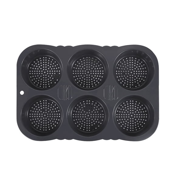 THLKIF Hamburger Bun Pan, 6 Cavity Hamburger Bun Pans for Baking, Nonstick & Heat Resistant Burger Bun Mold, Homemade Burger Bun Mold for Hamburger Bun, Silicone Hamburger Bun Pan