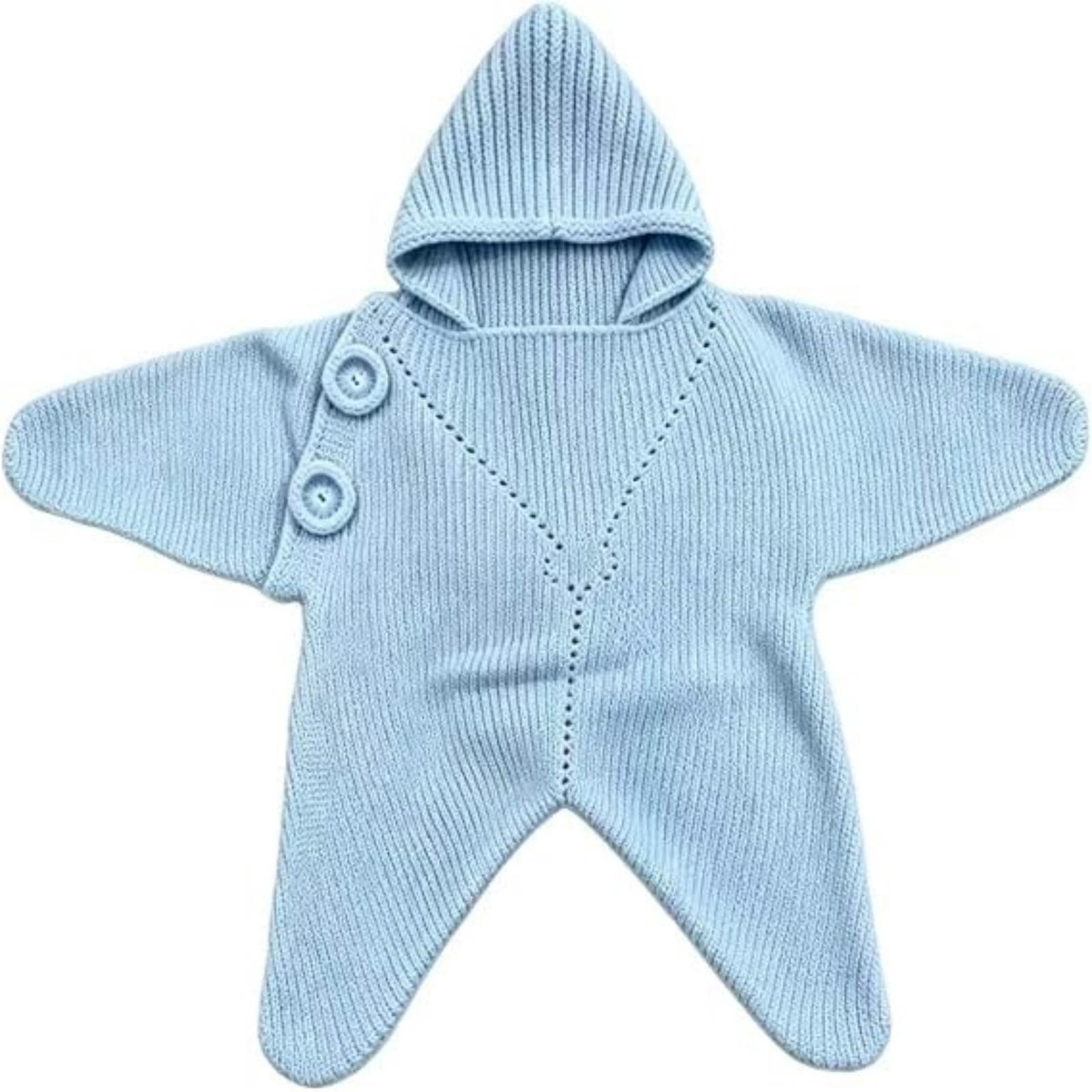 THLKIF Hand Crocheted Star Romper for Baby Hooded Knit with Buttons ...