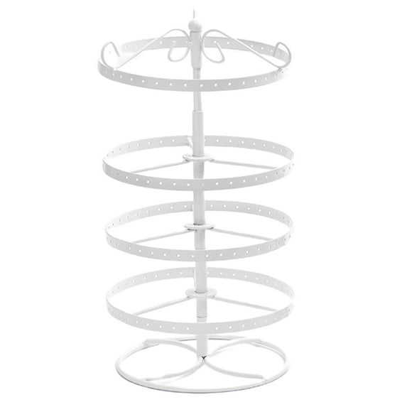 THLKIF Jewelry Earring Holder Organizer, 5 Tiers Rotating Earring Holder Necklace Holder with Base, Multi-Functional Jewelry Organizer Display Stand for Studs Bracelet Women