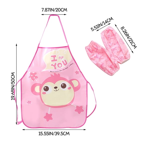 THLKIF Kids Sleeve Apron with Cuff Set, Household Chores Waterproof Anti-smudge Painting Apron with Art Smock for Girls and Boys Painting, Kitchen Cooking, Baking 3-6 Years Old