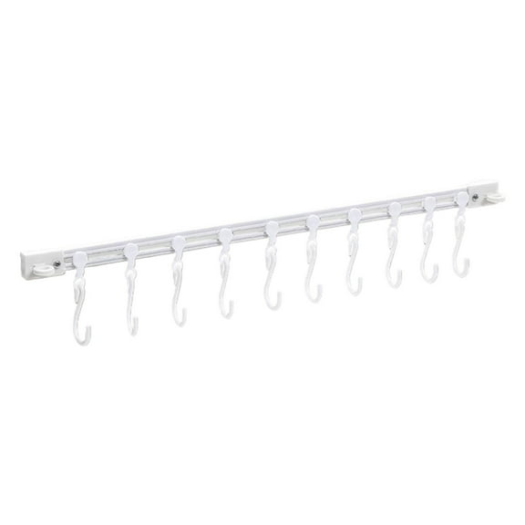 THLKIF Multifunctional Wall‑Mounted Slide Rail Hook, 10‑Hook Kitchen Utensil Rack, Adhesive Hanging Rail for Pots,Coats & Keys,Multi‑Purpose Storage Organizer for Kitchen Use