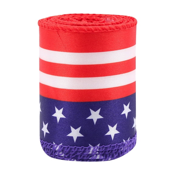 THLKIF Patriotic Ribbon Wired 2.5 Inch x 10 Yards, Double-Sided American Flag Ribbon with Stars and Stripes, Reversible 4th of July Ribbon for 250th Anniversary Wreaths Gift Wrapping Crafts