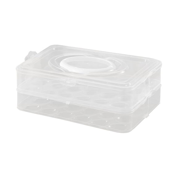 THLKIF Plastic Egg Container with Lid, Detachable Deviled Egg Carrier Tray with Handle, Clear Storage for Refrigerator, Kitchen, Parties, and Picnics