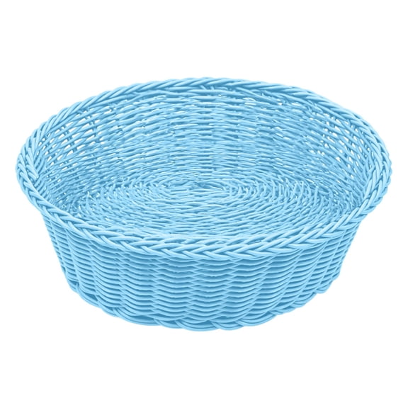 THLKIF Plastic Round Basket 9.5 Inch Woven Empty Gift Baskets Wicker Bread Tray Food Storage Serving Container for Family Party Kitchen Restaurant Centerpiece Vegetables Fruits Display