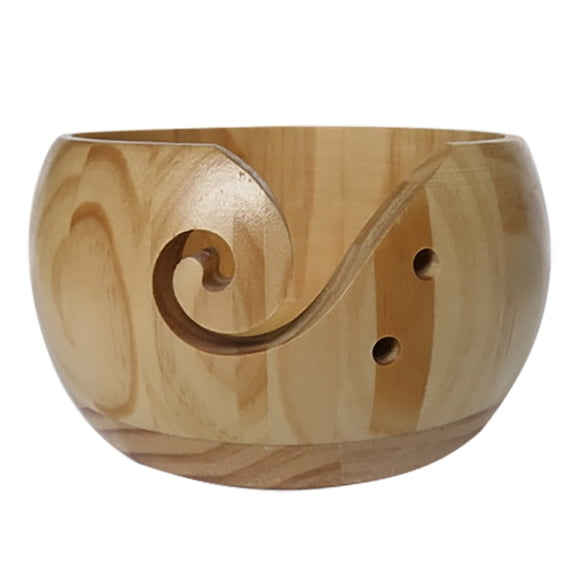 THLKIF Portable Handmade Wooden Yarn Bowl Organizer Holder, Practical Wood Storage Container for Neat Knitting and Crochet Thread Arrangement During Handcraft Projects