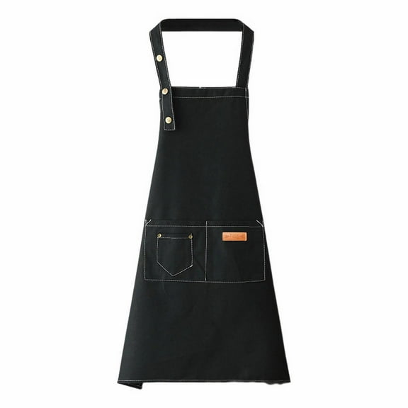 THLKIF Professional Canvas Polyester Cotton Apron, Waterproof Kitchen Cover with Pockets, Unisex Design with Adjustable Straps, Durable Workwear for Restaurant Staff and Home Cooking