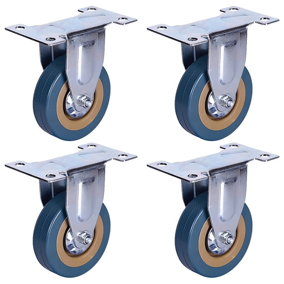 THLKIF Quiet Caster Wheels,Fixed Plate Industrial Silent Replacement Wheel for Dollies Platform Carts Storage Racks Furniture & Tool,Plate Swivel Caster with Brake,Casters for Furniture