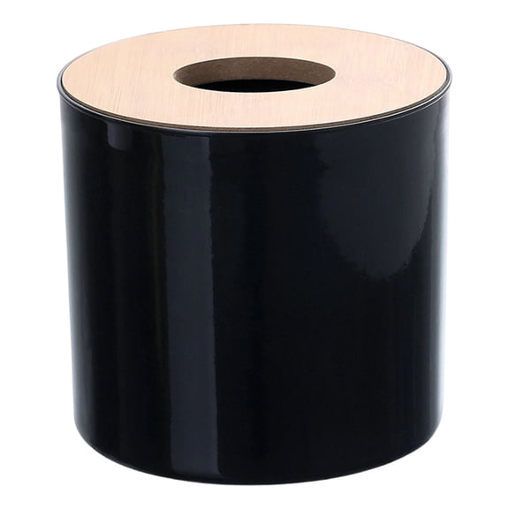 THLKIF Roll Tissue Box Holder, Toilet Paper Roll Dispenser with Wood Lid Decorative Round Paper Holder Bathroom Tissue Box Cover for Bathroom Living Room