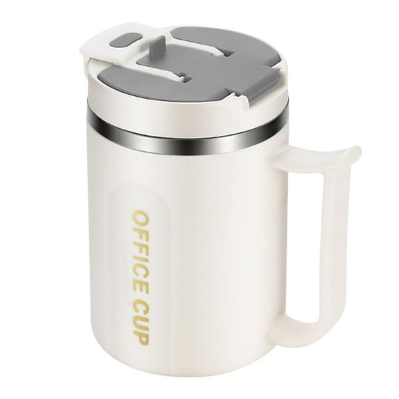 THLKIF Stainless Steel Insulated Coffee Mug with Handle and Lid, 17ozl Thermal Coffee Mug, Coffee Travel Mug, Double Wall Insulated Reusable Tumbler Cup with Hidden Folding Spoon